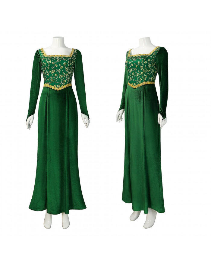 2024 Shrek Cosplay Costumes Princesse Fiona Impression Robe Femmes Sexy Col Carré Velours Robe À Manches Longues [...]