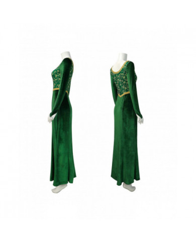 2024 Shrek Cosplay Costumes Princesse Fiona Impression Robe Femmes Sexy Col Carré Velours Robe À Manches Longues [...]