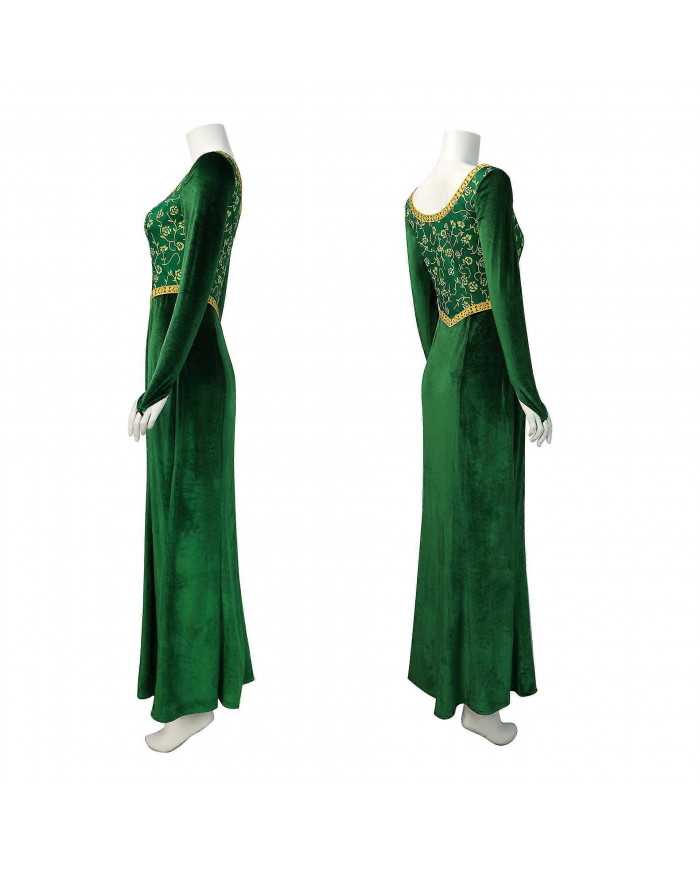 2024 Shrek Cosplay Costumes Princesse Fiona Impression Robe Femmes Sexy Col Carré Velours Robe À Manches Longues [...]