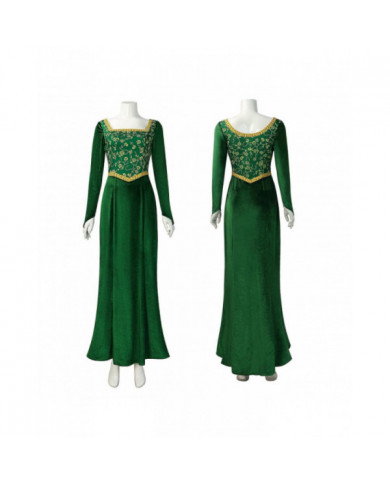 2024 Shrek Cosplay Costumes Princesse Fiona Impression Robe Femmes Sexy Col Carré Velours Robe À Manches Longues [...]