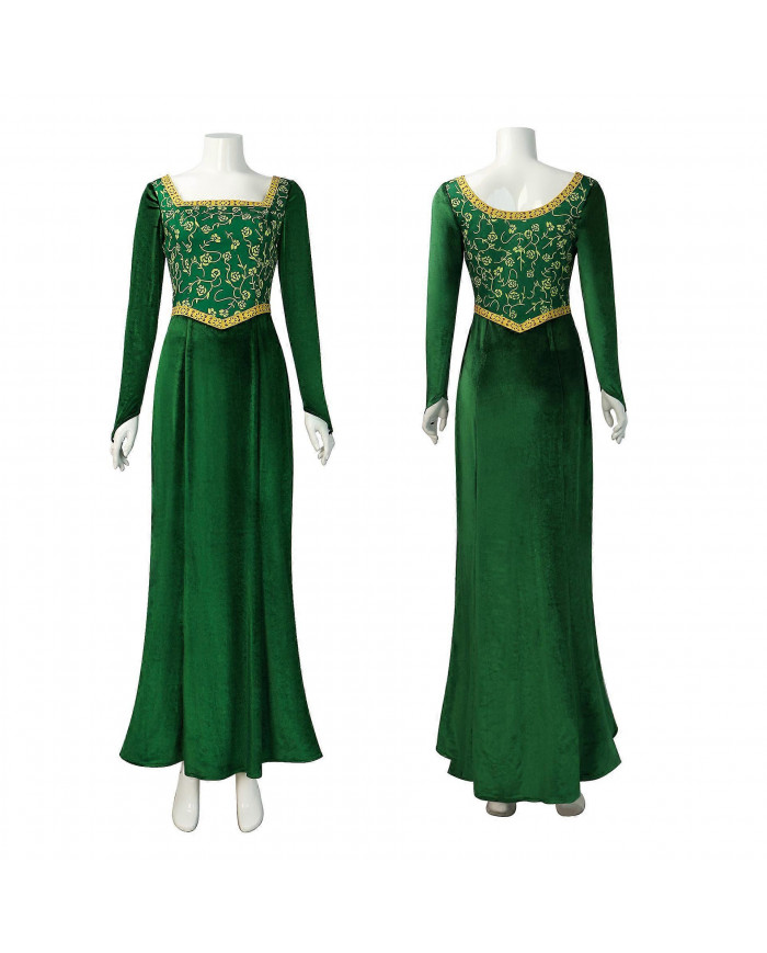 2024 Shrek Cosplay Costumes Princesse Fiona Impression Robe Femmes Sexy Col Carré Velours Robe À Manches Longues [...]