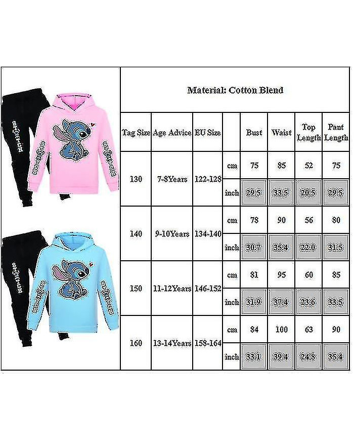 Lilo Stitch Print Kids Survêtement Ensemble Garçons Filles Casual Sweat À Capuche Jogger Pantalon Tenue Vêtements [...]