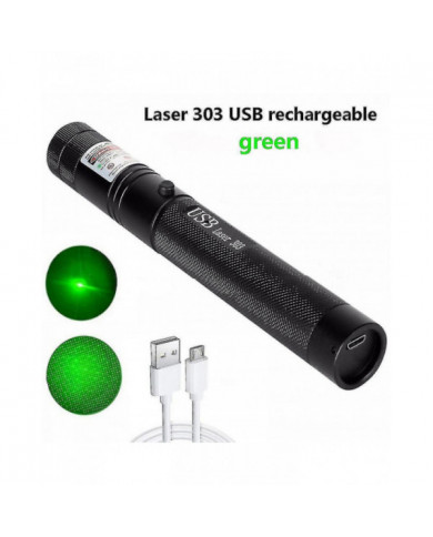 Pointeur laser haute puissance USB rechargeable vert laser 303 mise au point réglable rouge / violet bleu / vert [...]