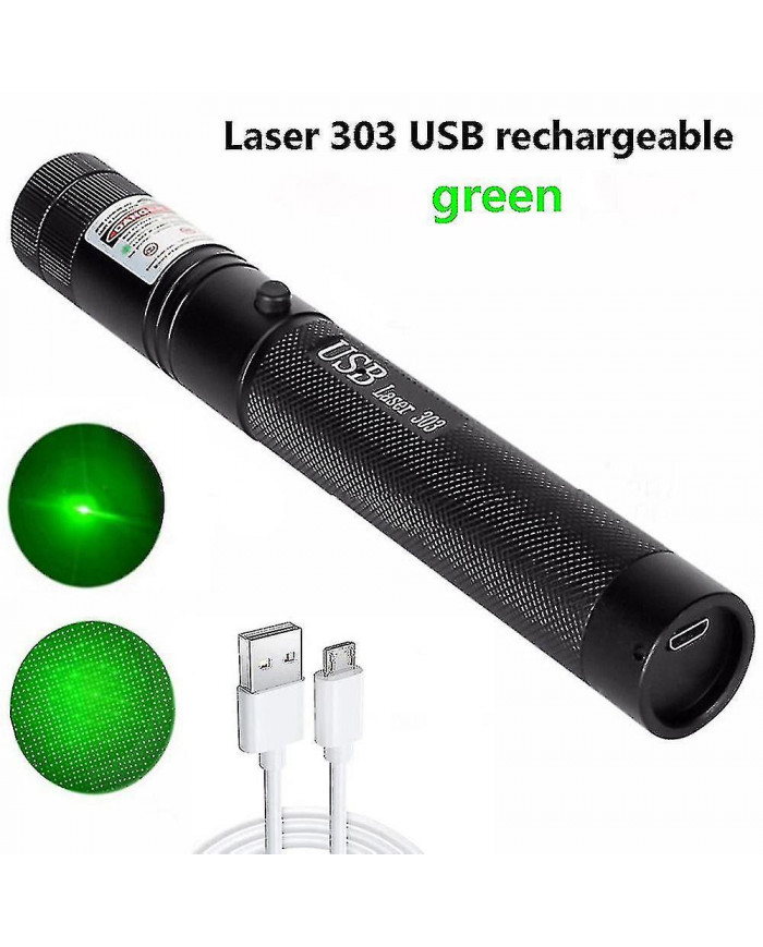 Pointeur laser haute puissance USB rechargeable vert laser 303 mise au point réglable rouge / violet bleu / vert [...]