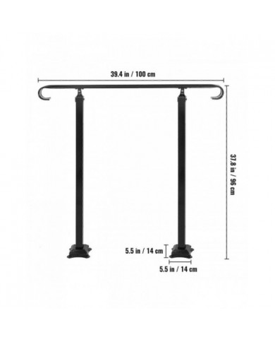 Rampe d’escalier en fer forgé Fit 1 ou 2 marchesRampe réglable