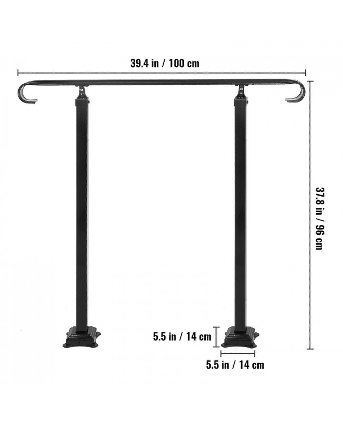 Rampe d’escalier en fer forgé Fit 1 ou 2 marchesRampe réglable