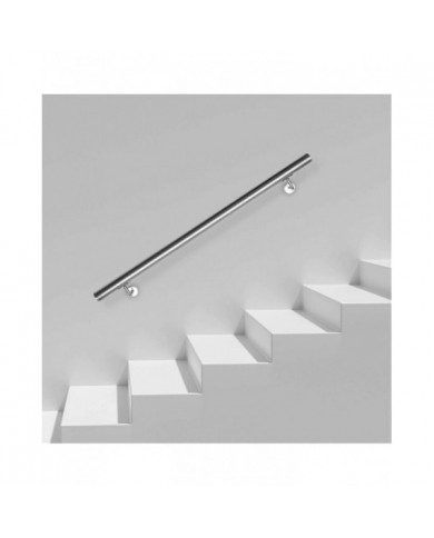 Sonnewelt Main courante murale en acier inoxydable poli 42mm avec extrémité légèrement bombée