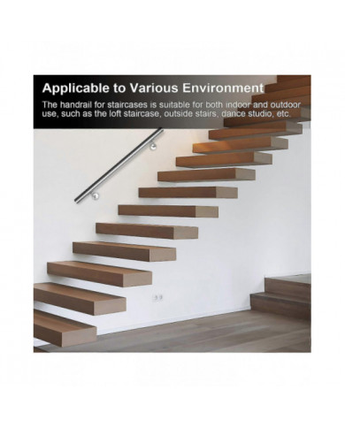 Sonnewelt Main courante murale en acier inoxydable poli 42mm avec extrémité légèrement bombée