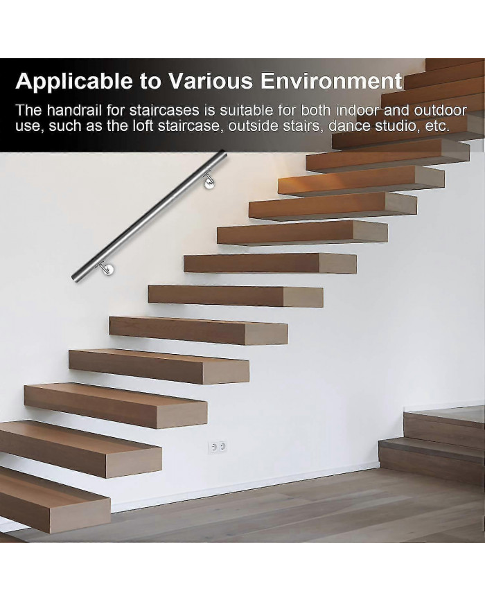 Sonnewelt Main courante murale en acier inoxydable poli 42mm avec extrémité légèrement bombée