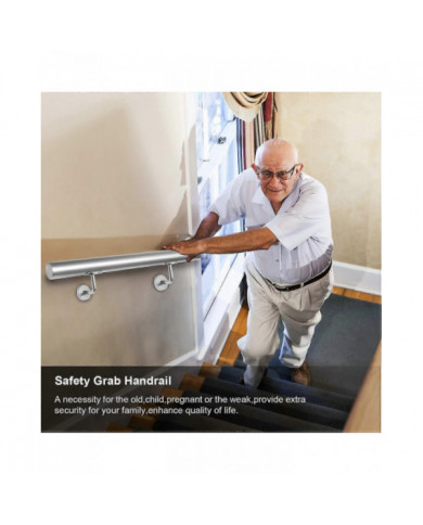 Sonnewelt Main courante murale en acier inoxydable poli 42mm avec extrémité légèrement bombée