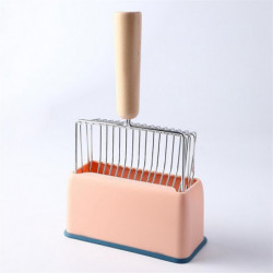 Metal Cats Litter Scoop with Holder Stand, Heavy Duty and Easy Clean Grey