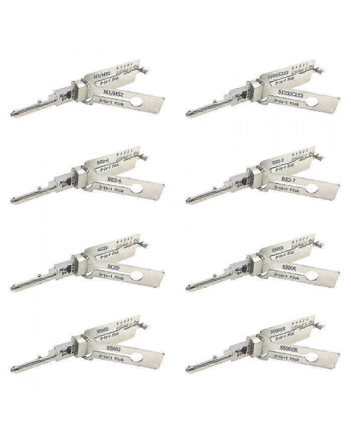 Original 2en1 Lishi Sc1 Sc4 Kw1 Kw5 Am5 M1/ms2 Ss001 Nsn14 Cy24V.2 Fo38 Gm37GM39