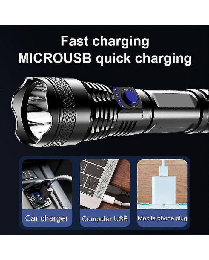 1000000 Lumens Lampe de poche tactique à LED super lumineuse Lampe de travail à LED rechargeable*