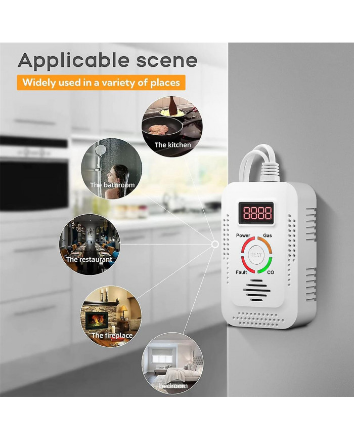 Détecteur de gaz naturel et détecteur de monoxyde de carbone CO,Moniteur de détecteur de gaz combustible pour Co, Metha