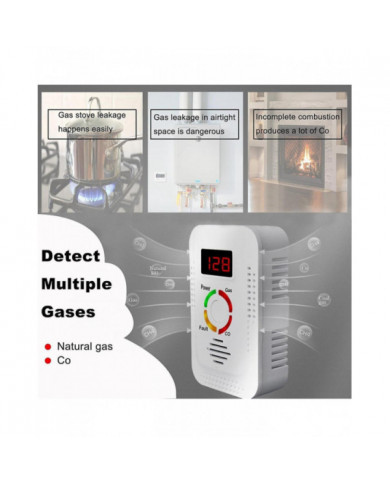 Détecteur de gaz naturel et détecteur de monoxyde de carbone CO,Moniteur de détecteur de gaz combustible pour Co, Metha