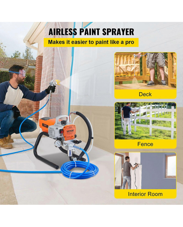 Pulvérisateur de peinture murale Pro Airless, kit de pistolet de pulvérisation électrique 1800W, pression de [...]