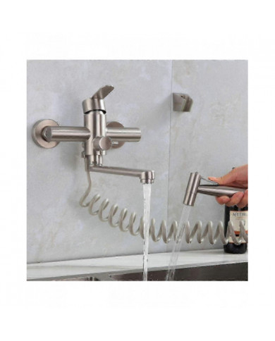 Robinet de cuisine à poignée unique monté au mur avec douche à main, avec pistolet de pulvérisation, évier de [...]