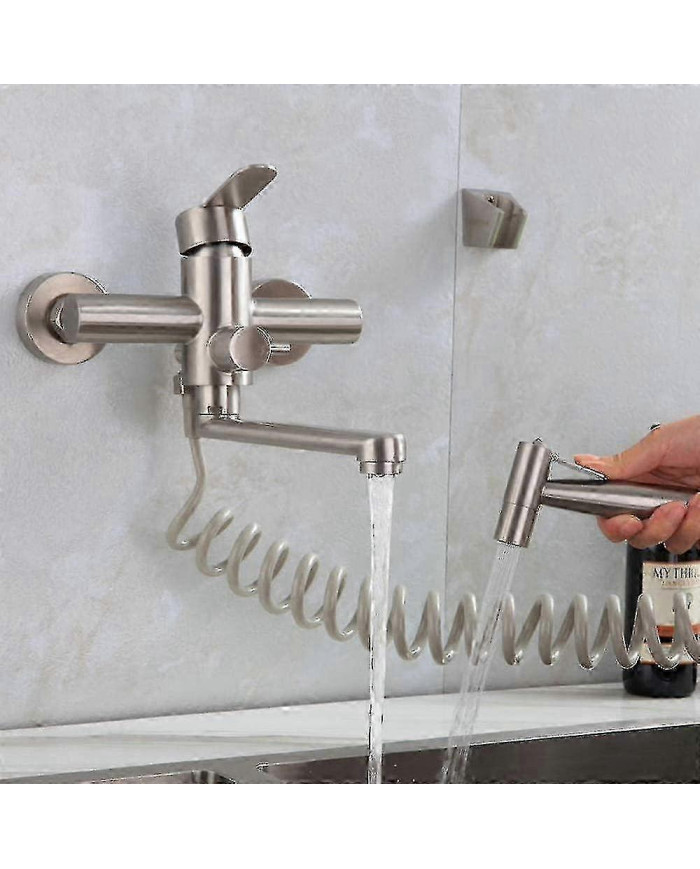 Robinet de cuisine à poignée unique monté au mur avec douche à main, avec pistolet de pulvérisation, évier de [...]