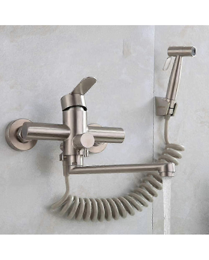 Robinet de cuisine à poignée unique monté au mur avec douche à main, avec pistolet de pulvérisation, évier de [...]