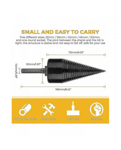 Industriel Bois Foret Foret Bois Cône Hex Shank Bois Log Splitter Vis Fendage 32mm A