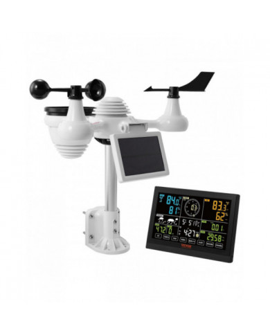 Station météo Wi-Fi 7-en-1, 7,5 pouces avec capteur extérieur sans fil solaire Alertes d’alarme, pour la [...]