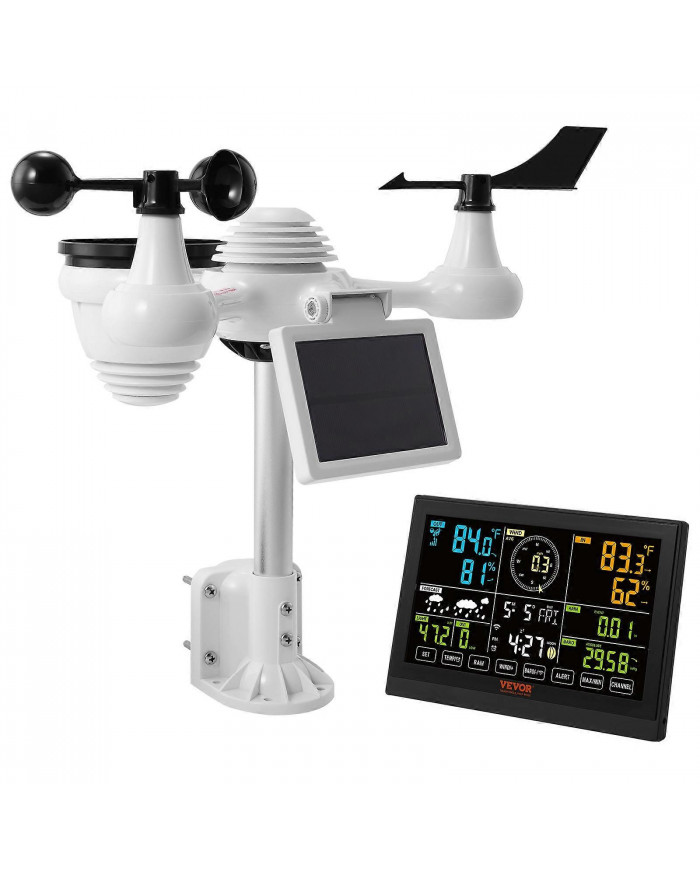 Station météo Wi-Fi 7-en-1, 7,5 pouces avec capteur extérieur sans fil solaire Alertes d’alarme, pour la [...]