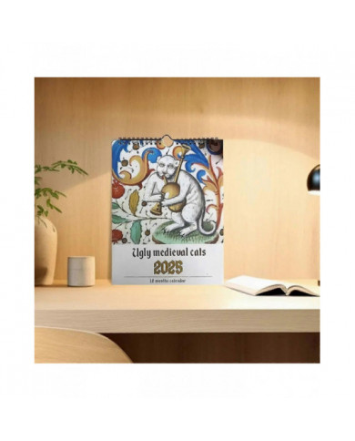 Calendrier médiéval chat 2025 Étrange chat médiéval calendrier mural 2025 laide chat médiéval calendrier 12 mois