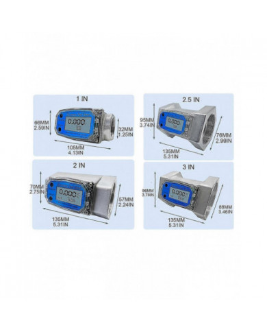 Débitmètre 1/2 / 2.5 / 3in Capteur de débit liquide Compteur électronique à turbine - Débitmètre