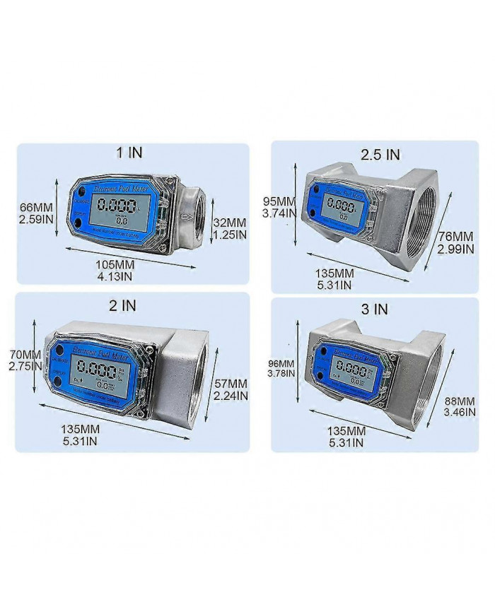 Débitmètre 1/2 / 2.5 / 3in Capteur de débit liquide Compteur électronique à turbine - Débitmètre