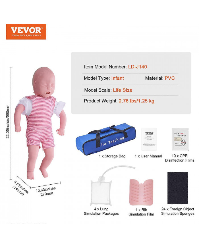 Mannequin de formation en RCR pour nourrissons, manœuvre de Heimlich et pratique de la réanimation [...]