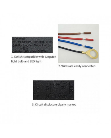 Ld-600s Build-in 3 Way Finger Touch Dimmer On/off Switch Us/eu