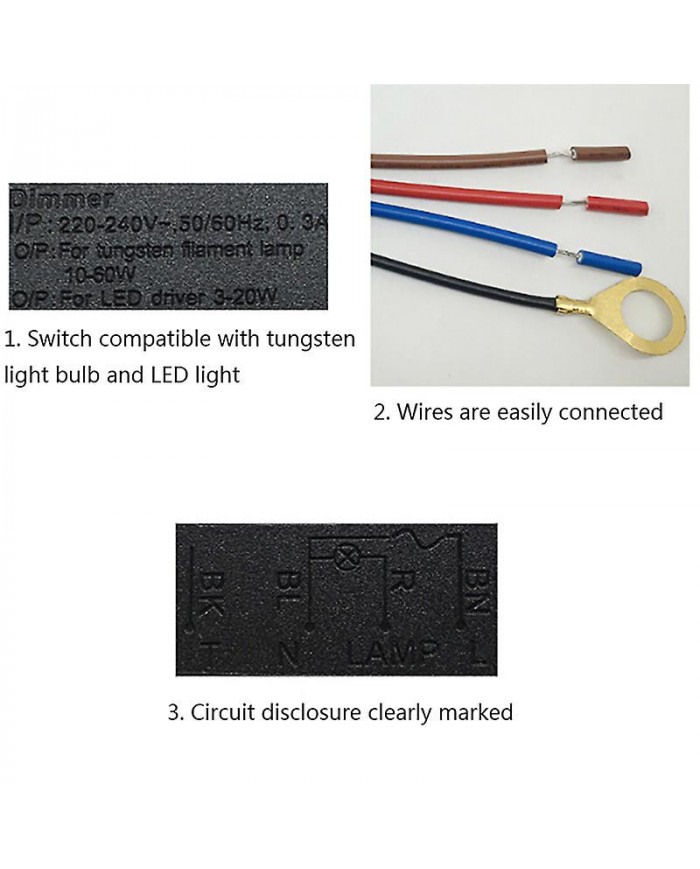 Ld-600s Build-in 3 Way Finger Touch Dimmer On/off Switch Us/eu