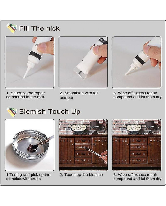 12PCS Kit De Réparation De Bois De Bouche-Pores Restaurer Meubles En Bois Retouche Outil Ensemble Marqueur Stylo [...]