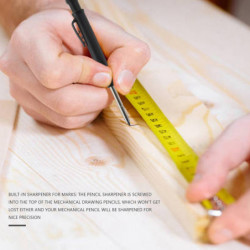 2 Pieces Solid Carpenter Pencil with 14 Refill,Long Nosed Deep Hole with Built-in Sharpener for Woo