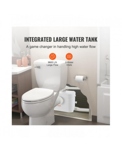 Pompe broyeur, 700W, débit 9600 L/h, tête de 32,8 pi/10 m, pompe de puisard d’égout broyeur avec 3 entrées d’eau [...]