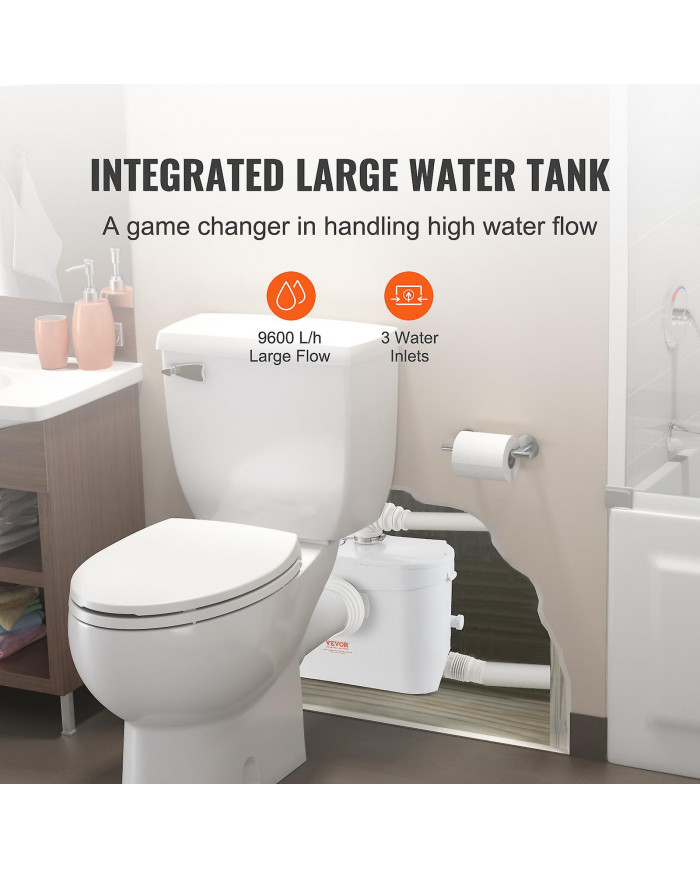 Pompe broyeur, 700W, débit 9600 L/h, tête de 32,8 pi/10 m, pompe de puisard d’égout broyeur avec 3 entrées d’eau [...]