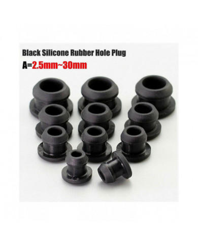 Bouchon de trou encliquetable en caoutchouc de silicone 2,5 mm ~ 30 mm Noir Embouts d’obturation Tube Tuyau