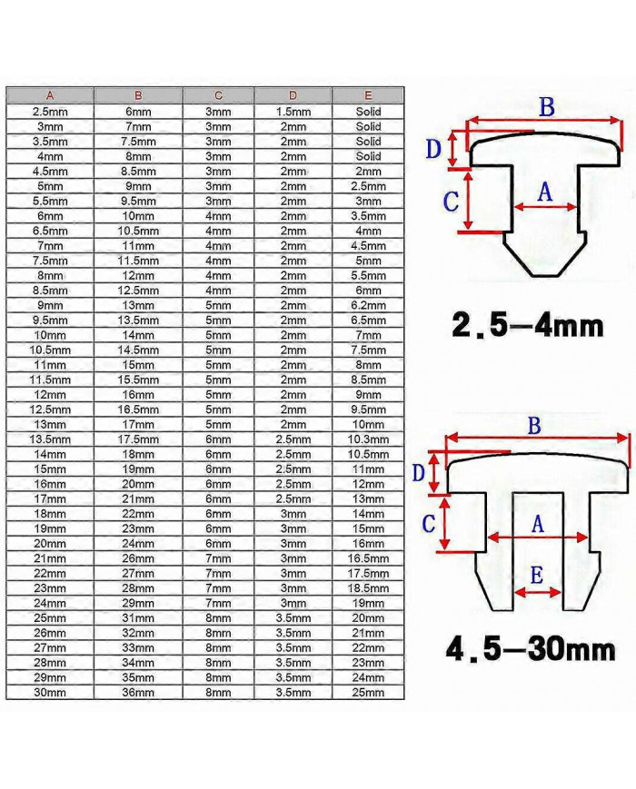 Bouchon de trou encliquetable en caoutchouc de silicone 2,5 mm ~ 30 mm Noir Embouts d’obturation Tube Tuyau