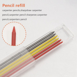 2 Pieces Solid Carpenter Pencil with 14 Refill,Long Nosed Deep Hole with Built-in Sharpener for Woo