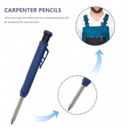 2 Pieces Solid Carpenter Pencil with 14 Refill,Long Nosed Deep Hole with Built-in Sharpener for Woo