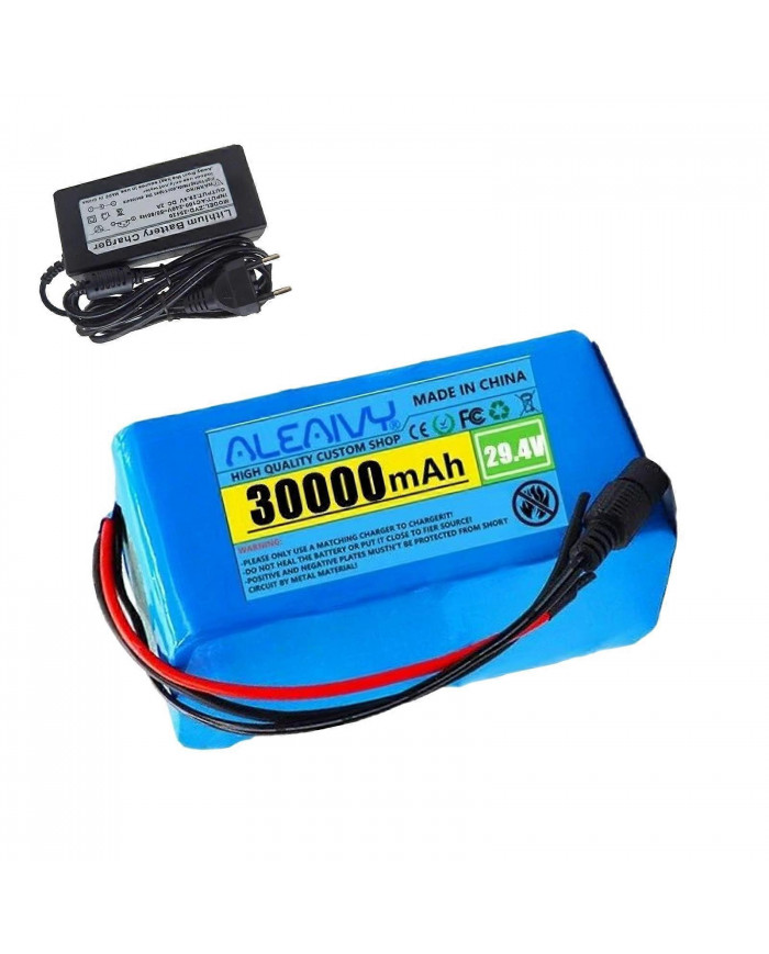 Batterie 24V 30Ah 7S3P 30000mAh Batterie Li-ion de vélo électrique et chargeur