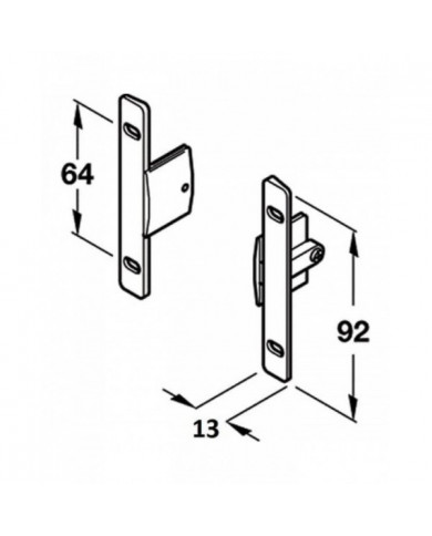 Supports de fixation avant de tiroir Indaux (paquet de 2)