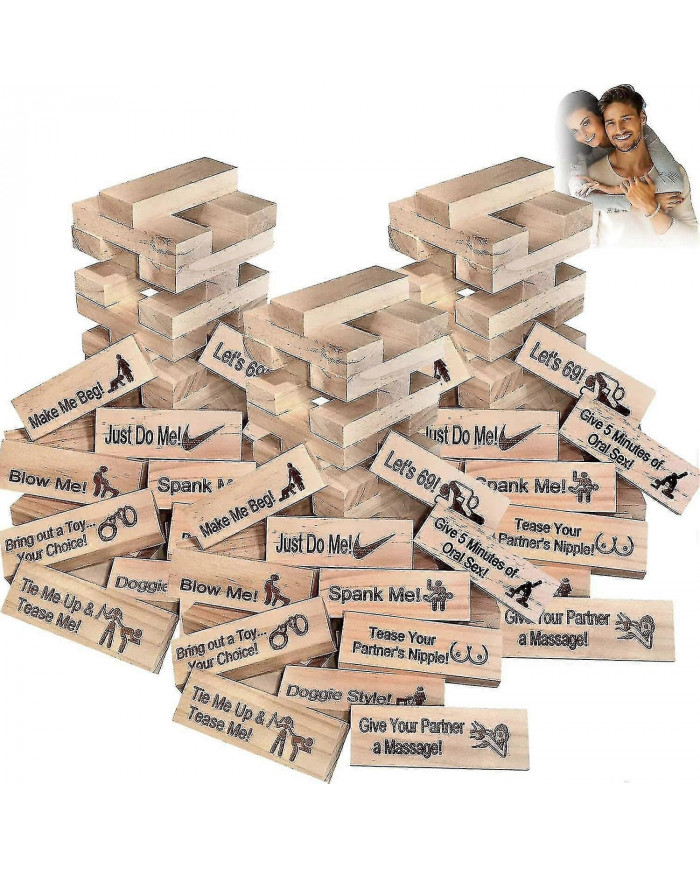 Super coquin Block Tower Jeu Activités de couple et idées de soirée de rendez-vous 48x Blocks-YuJia