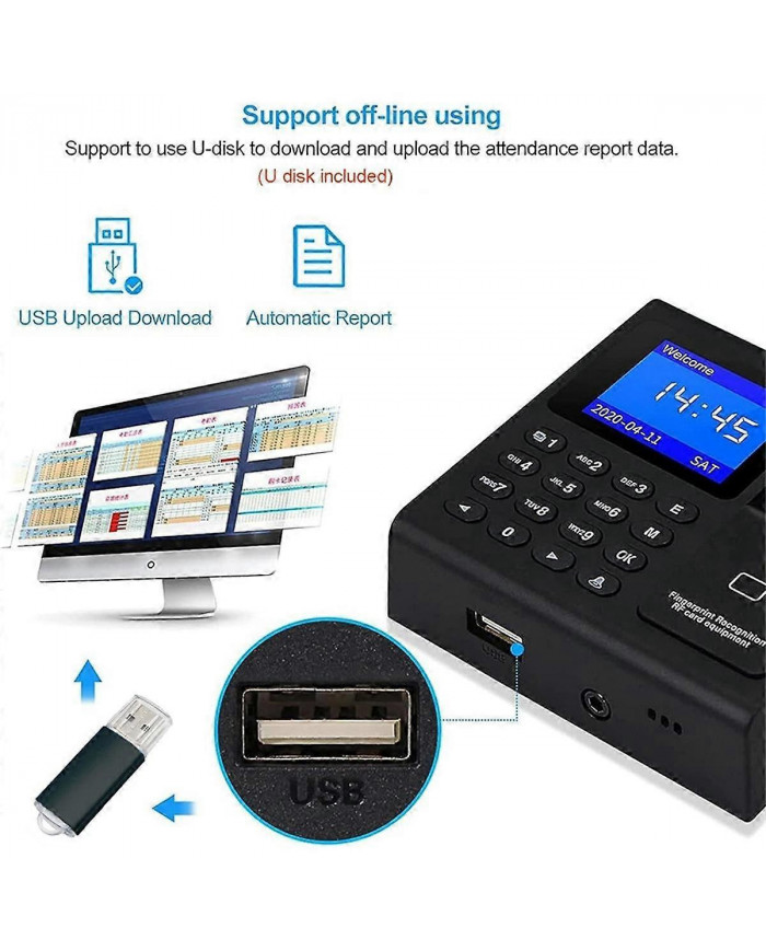 Horloge de mot de passe d’empreinte digitale de machine de pointage pour l’employé avec balayage du doigt, RFID et [...]