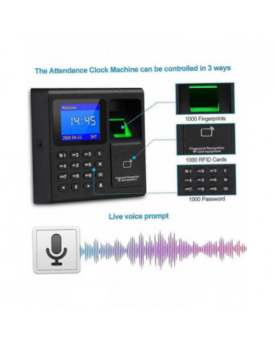 Horloge de mot de passe d’empreinte digitale de machine de pointage pour l’employé avec balayage du doigt, RFID et [...]