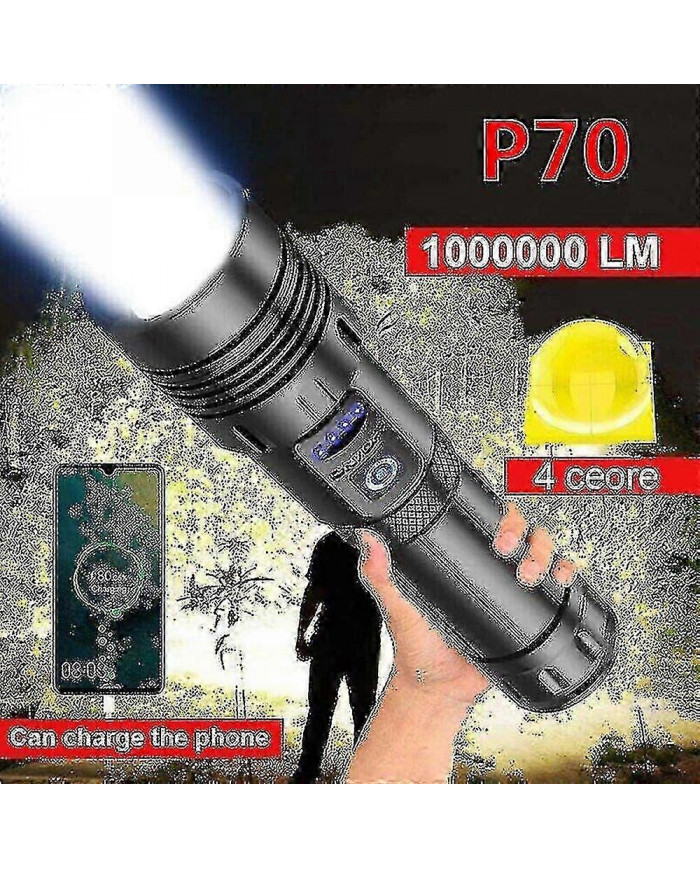 1000000 Lumens Super Lumineux Led Tactique Lampe De Poche Rechargeable Led Lampe De Travail