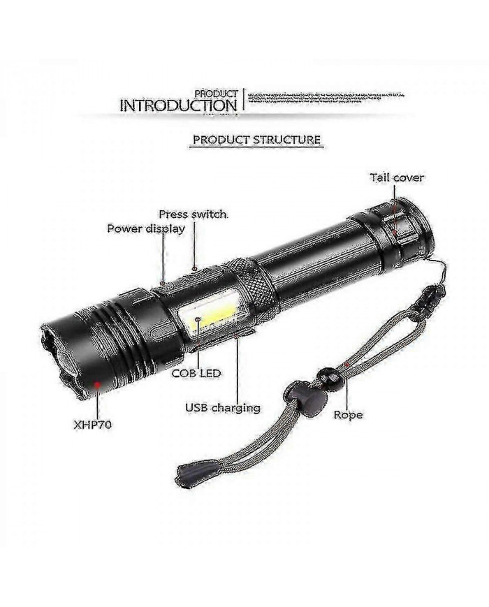 1000000 Lumens Super Lumineux Led Tactique Lampe De Poche Rechargeable Led Lampe De Travail