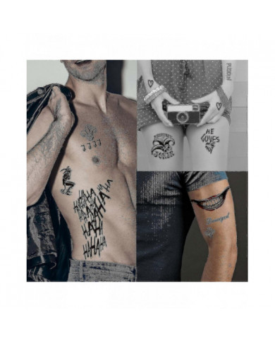 Tatouages de grande taille pour Suicide Squad Joker Harley Quinn, 5 feuilles Tatouages temporaires Autocollants [...]
