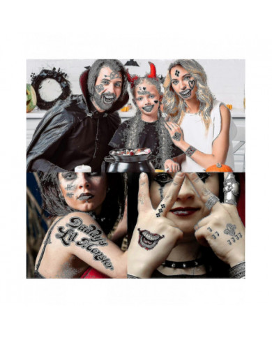 Tatouages de grande taille pour Suicide Squad Joker Harley Quinn, 5 feuilles Tatouages temporaires Autocollants [...]