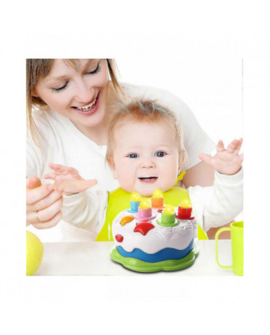 Jouet de gâteau d’anniversaire de bébé avec bougies Jouet de musique pour âge 18m + ans Toddler